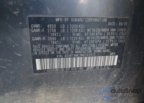 2021 Subaru Outback Limited z USA, uszkodzony, nr VIN 4S4BTAMC2M3102412